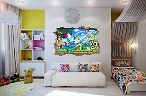 Pegatinas de pared agujero en la pared MARIO BROS adhesivo decorativo de pared 20 (XXL - 115 x 75 cm)