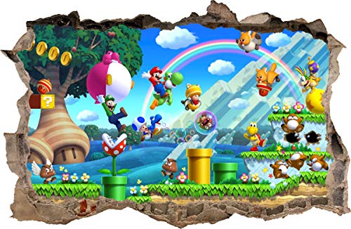 Pegatinas de pared agujero en la pared MARIO BROS adhesivo decorativo de pared 20 (XXL - 115 x 75 cm)