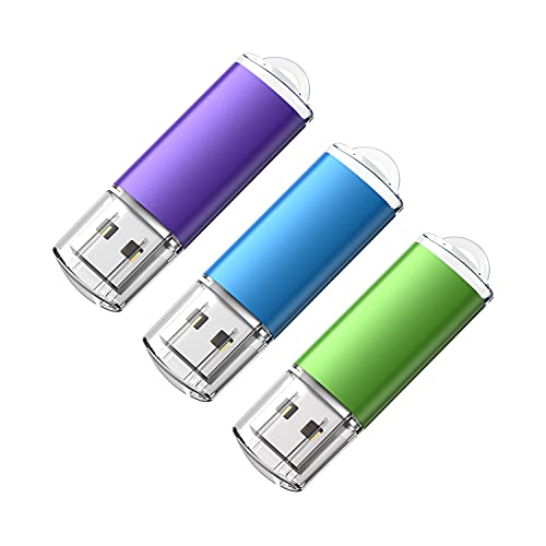 Pendrive 64GB 2.0 KOOTION Memorias USB 64Gigas Flash Drive USB Stick 3 Piezas Pen Drive de Colores Pack 3 Unidades, Azul, Verde, Púrpura