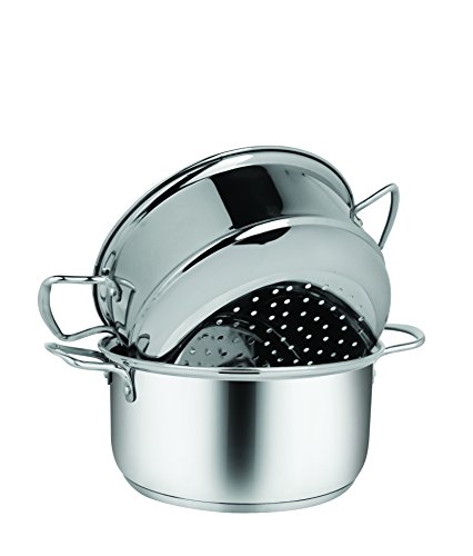 Penguin Home 3009 Professional Induction-Safe Stainless Steel Steamer Set-3 Tier Construction-20 cm/3 Litre, Acero Inoxidable, Mirror Finish, 20 X20 X30 cm