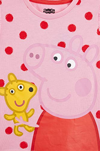 Peppa Pig Pijama Niña, Ropa Niña 100% Algodon, Conjunto 2 Piezas Pijama Niña Verano, Pijama Corto Niña para Playa Vacaciones, Regalos Originales para Niñas Edad 2-6 Años (4-5 Años, Rosa/Rojo)