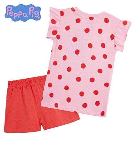 Peppa Pig Pijama Niña, Ropa Niña 100% Algodon, Conjunto 2 Piezas Pijama Niña Verano, Pijama Corto Niña para Playa Vacaciones, Regalos Originales para Niñas Edad 2-6 Años (4-5 Años, Rosa/Rojo)