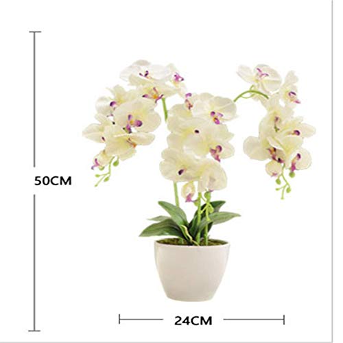 Phalaenopsis Simulation Bouquet Decoration Living Room Dining Table Wedding Plastic Potted Home Decoration Faux Flowers (Color : White Size : One Size)