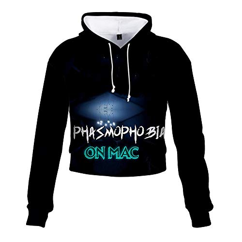 Phasmophobia Hoodies Horophobia Suéter inalámbrico para Mujer Impresión 3D Suéter con Capucha de Cintura Alta Mujeres