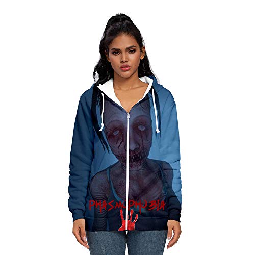 Phasmophobia Hoodies Impresión 3D Hombres y Mujeres Cremallera Chaqueta con Capucha Suéter