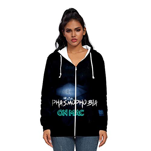 Phasmophobia Hoodies Impresión 3D Hombres y Mujeres Cremallera Chaqueta con Capucha Suéter