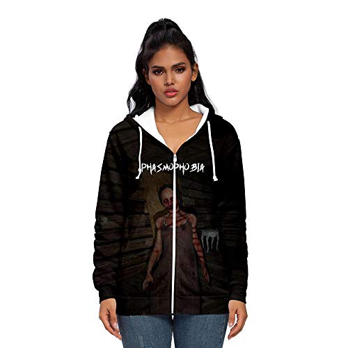 Phasmophobia Hoodies Impresión 3D Hombres y Mujeres Cremallera Chaqueta con Capucha Suéter