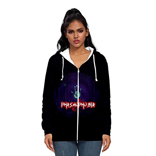 Phasmophobia Hoodies Impresión 3D Hombres y Mujeres Cremallera Chaqueta con Capucha Suéter