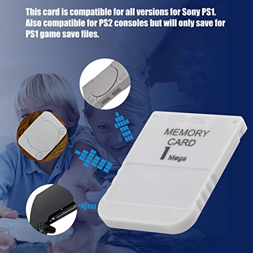 Phenebel Tarjeta de Memoria PS1 1 Tarjeta de Memoria Mega para Playstation 1 One PS1 Juego PSX Útil Práctico Asequible Blanco 1M 1MB
