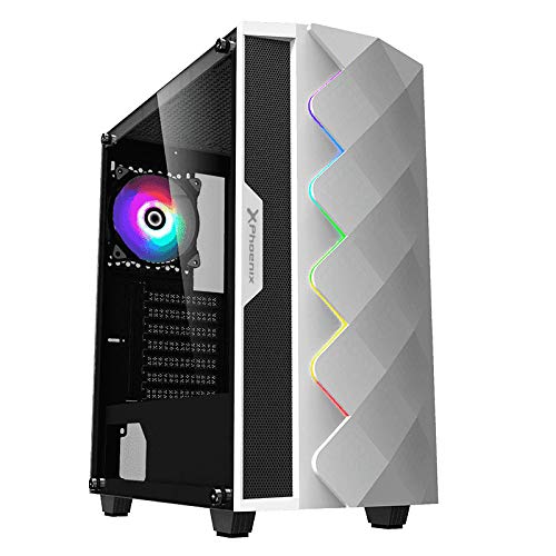 Phoenix Technologies - Torre Gaming RGB, Cristal Templado, Compatible con Placas ATX, Mini-ATX e ITX, Incluye Ventilador RGB, Filtros Anti-polvo y Tira Frontal RGB Sincronizada con Ventilador (Blanca)