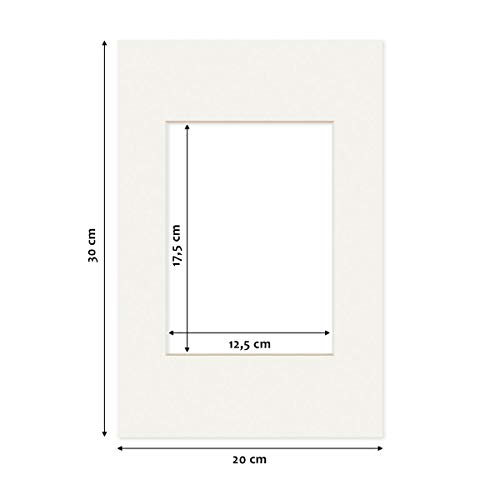 Photolini 10 Unidades de Papel paspartú en Color Blanco 20x30 cm (13x18 cm)