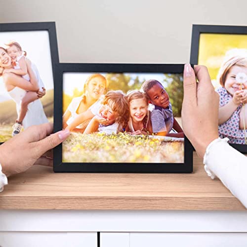 Photolini Juego de 3 Marcos 15x20 cm Modernos, Negros de MDF con Vidrio acrílico, Incluyendo Accesorios/Collage de Fotos/galería de imágenes