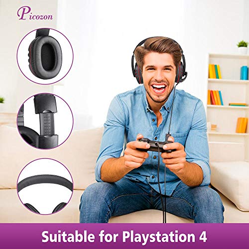 Picozon 3.5mm Plug Gaming Headset Auriculares con micrófono para PS4, Playstation Vita, Mac, Ordenador portátil, Tableta, computadora, teléfonos móviles