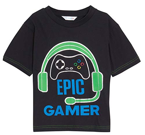 Pijama corto para niños Epic Gamer, juego de auriculares y controlador, conjunto de pantalones cortos de algodón, camiseta + pantalones cortos
