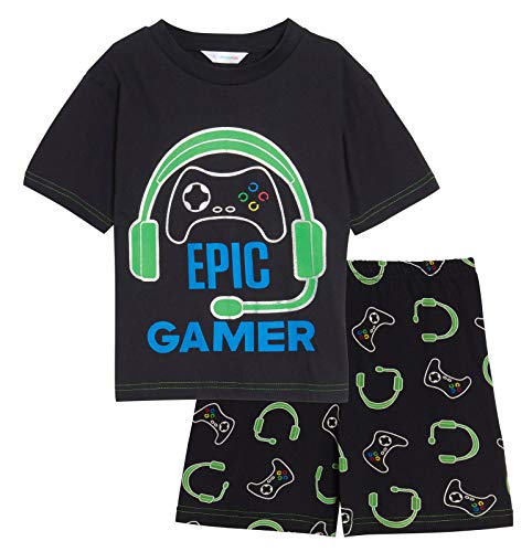 Pijama corto para niños Epic Gamer, juego de auriculares y controlador, conjunto de pantalones cortos de algodón, camiseta + pantalones cortos