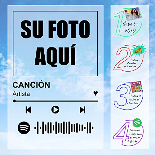 Placa de Música Personalizada con código de Spotify · Fabricada en Metacrilato acrílico · Placa de Álbum de Fotos de acrílico como aniversario, amigos o decoración