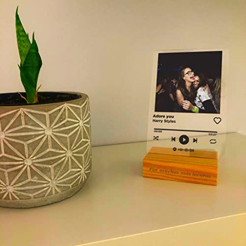 Placa Spotify Glass metacrilato o Madera, Tablero Musical Personalizado 10X15cm (Metacrilato)