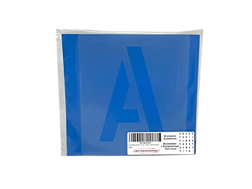 Plantilla de letras nº 35, 1 juego de letras de 15 cm de alto, A-Z + 4 caracteres especiales, 30 plantillas individuales