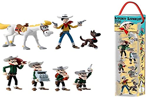 Plastoy SAS 70387 Lucky Luke - Figura de Tubo (7 Personajes)