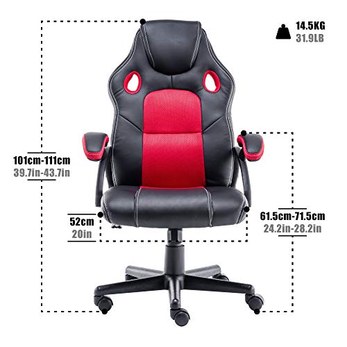 play haha. Silla de Escritorio para Videojuegos, Estilo de Carreras, Silla de Oficina giratoria, ergonómica, Silla de Trabajo con Soporte Lumbar, de Piel sintética con Silla de Trabajo Ajustable