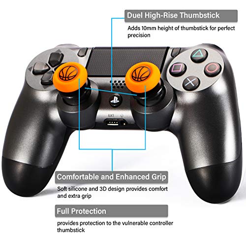 Playrealm FPS Thumbstick Grip Agarres para el Pulgar Extensor Y Impresión Caucho Silicona Apretón Cubrir 2 juegos para PS4 (Baloncesto)