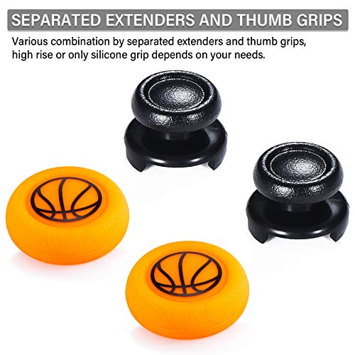 Playrealm FPS Thumbstick Grip Agarres para el Pulgar Extensor Y Impresión Caucho Silicona Apretón Cubrir 2 juegos para PS4 (Baloncesto)