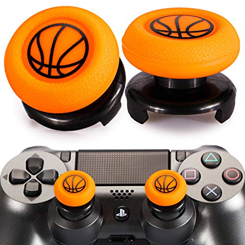 Playrealm FPS Thumbstick Grip Agarres para el Pulgar Extensor Y Impresión Caucho Silicona Apretón Cubrir 2 juegos para PS4 (Baloncesto)