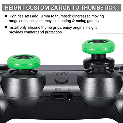 Playrealm FPS Thumbstick Grip Agarres para el Pulgar Extensor Y Textura 3D Caucho Silicona Apretón Cubrir 2 juegos para PS4 (Bioh Verde)