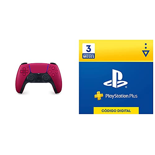 PlayStation 5 - Mando inalámbrico DualSense Cosmic Red + PlayStation Plus - Suscripción 3 Meses | PS5/PS4/PS3 | Código de descarga PSN - Cuenta española