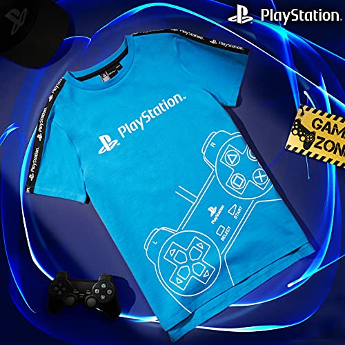 PlayStation Camiseta De Manga Corta para Niños, Camiseta Azul De Algodón, Regalos para Niño De Entre 5-15 Años (Azul, 9-10 años, 9_Years)