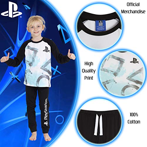 PlayStation Pijama Niño, Pijamas Niños con Pantalon Negro y Camiseta de Manga Larga, Ropa Niño de Dormir 100% Algodon, Regalos para Niños y Adolescentes Edad 7 a 15 Años (9-10 años)