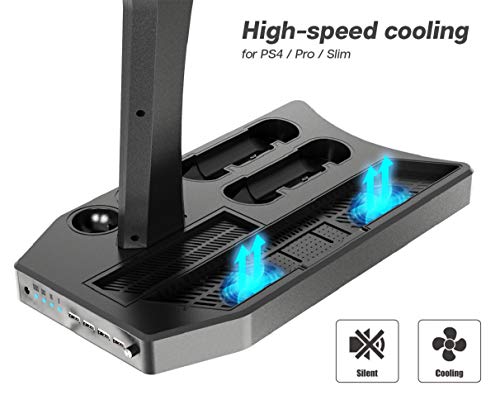 PlayStation Soporte Vertical, PSVR Auriculares Headset Stand, Ventilador de Refrigeración, Estación de carga cargador de controlador DualShock 4 y Move Motion, USB Hub, Mando Charger, PS4, Slim y Pro PlayStation Soporte Vertical, PSVR Auriculares Headset Stand, Ventilador de Refrigeración, Estación de carga cargador de controlador DualShock 4 y Move Motion, USB Hub, Mando Charger, PS4, Slim y Pro