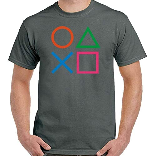Playstation T-Shirt Buttons Man Amusing Game Ps3 Ps4 Ps5 Retro Joystick Top Shirt tee Gray XL