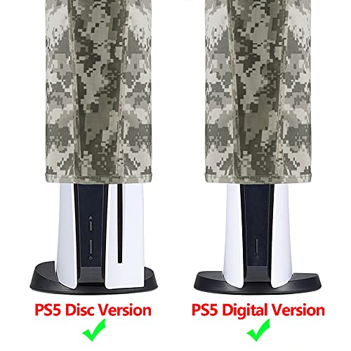 PlayVital Cubierta a Prueba de Polvo para Playstation 5 Consola Funda contra Polvo Guardapolvo de Nylón Protector Anti-Agua Forro Suave Fácil de Acceso Cubierta para PS5 Consola(Camuflaje Digital)