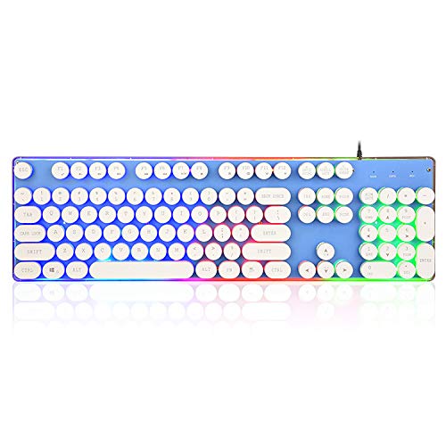 PMWLKJ Gaming Keyboard Steam 104 Keys Backlit Keyboards Wired USB Waterproof Mechanical Feeling Steam Gamer Keyboard Azul