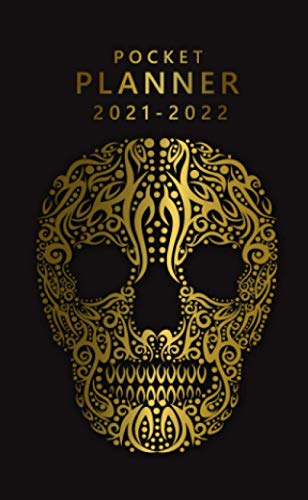 Pocket Planner 2021-2022: Tribal Golden Monthly Organizer with Vision Boards, To Do Lists, Notes, Holidays | Two Year Calendar, Agenda, Diary | Native Sacred Skull Cover