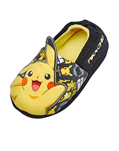 Pokémon Pikachu Zapatillas acolchadas negras y amarillas para niños, multicolor, 27 EU