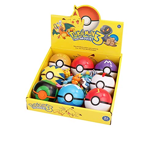 Pokémon Pokeball - Juego de 8 figuras de acción de Pikachu de 7 cm - Modelo de juguetes de anime, Pocket Monster Poke Balls