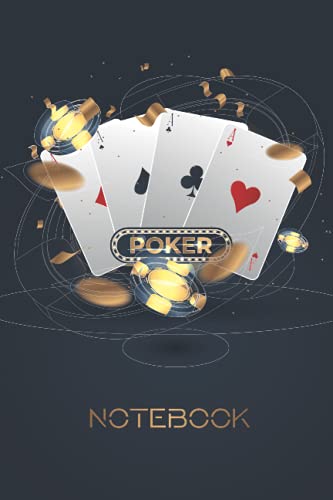 Poker Night Notebook: 110 Lined Pages Journal | Golden Poker Style | Sized 6 x 9 inches