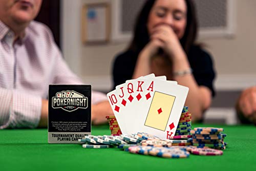 Poker Night Pro Juego de 500 fichas de Texas Holdem Poker con un Gran Estuche de Aluminio Fichas numeradas 14g, 2 Barajas de Cartas Profesionales de plástico, Botones y 5 Dados