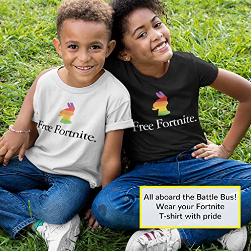 Popgear Free Fortnite Camiseta, Blanco, 9-10 Años para Niños