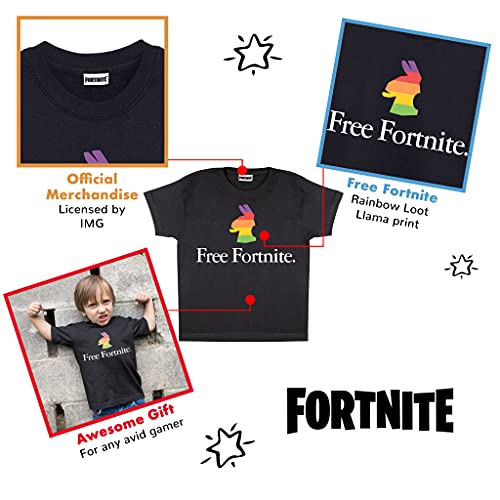 Popgear Free Fortnite Camiseta, Negro, 12-13 Años para Niños