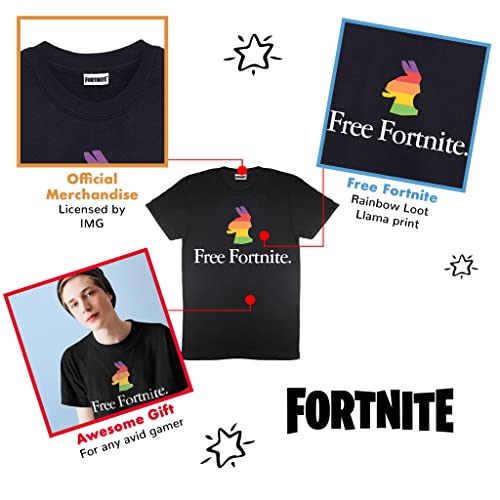 Popgear Free Fortnite Camiseta, Negro, S para Hombre