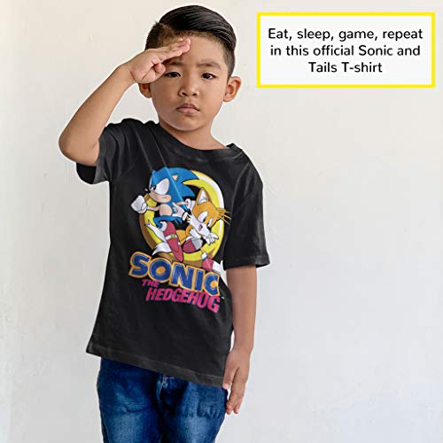 Popgear Sonic The Hedghog y Colas Camiseta de los Muchachos Negro 158 | Videojuegos clásicos, Idea Regalo para los niños, Gamer Top