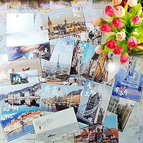Postales con hitos de monumentos arquitectónicos globales, viajes alrededor del mundo, 30 cajas, viaje alrededor del mundo, 36 cajas