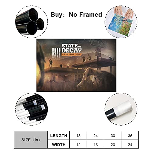 Póster de la cubierta del juego popular de State of Decay, 1 póster de lona para decoración de dormitorio, paisaje, oficina, habitación, decoración, regalo de 60 x 90 cm