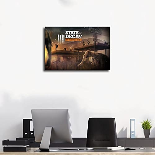 Póster de la cubierta del juego popular de State of Decay, 1 póster de lona para decoración de dormitorio, paisaje, oficina, habitación, decoración, regalo de 60 x 90 cm