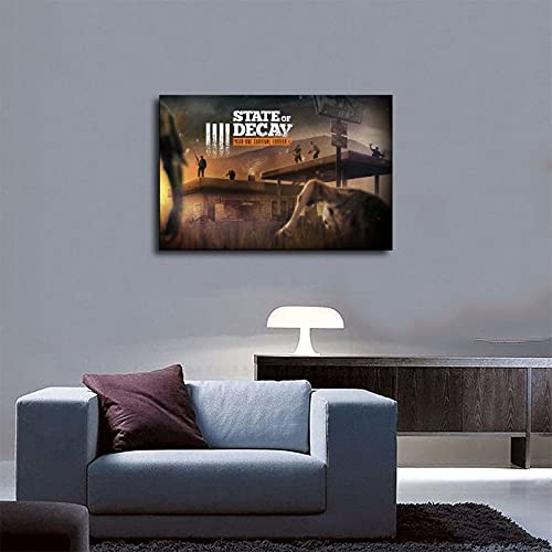 Póster de la cubierta del juego popular de State of Decay, 1 póster de lona para decoración de dormitorio, paisaje, oficina, habitación, decoración, regalo de 60 x 90 cm