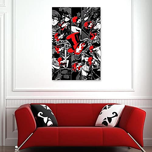 Póster de Persona 5 Royale, diseño moderno y rojo, 30 x 45 cm