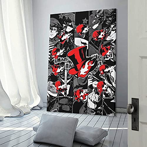 Póster de Persona 5 Royale, diseño moderno y rojo, 30 x 45 cm